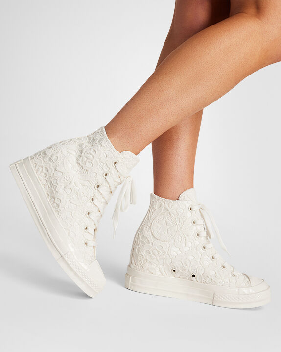 １９SLX 70XG Chuck 70 Wedge Platform Crocheted Satin High Top | Converse