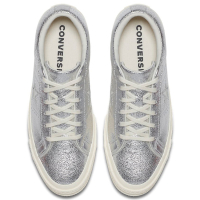 One star metallic leather low top online