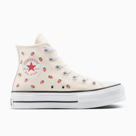 Converse Canada Chuck Taylor All Star Lift Platform Strawberries in Egret/Soft Red/White