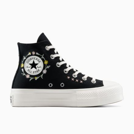 Converse Canada Chuck Taylor All Star Lift Floral Embroidery in Black/Egret/Flamingo Fade