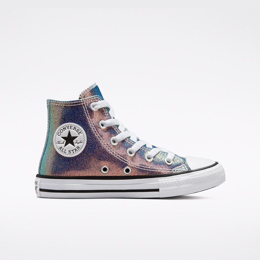 Iridescent Leather Easy-On Chuck Taylor All Star High Top Little/Big Kids  in Teal/Purple/Black/White - Converse Canada