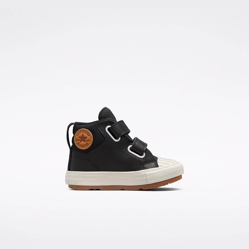 Toddlers' Converse Colour Leather Easy-On Chuck Taylor All Star Berkshire  Boot High Top in Black/Black - Converse Canada