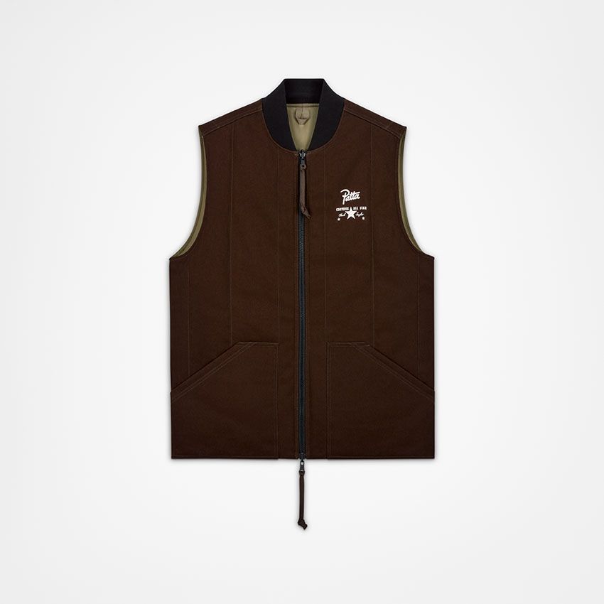 Converse x Patta Four-Leaf Clover Utility Reversible Padded Vest in Java