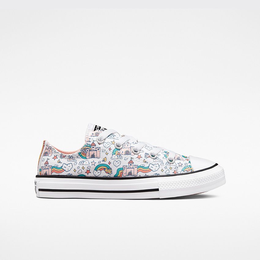 Chuck All Star Rainbow Castles Low Little Kids in White/Storm Pink/Washed Teal/Cyber - Converse Canada