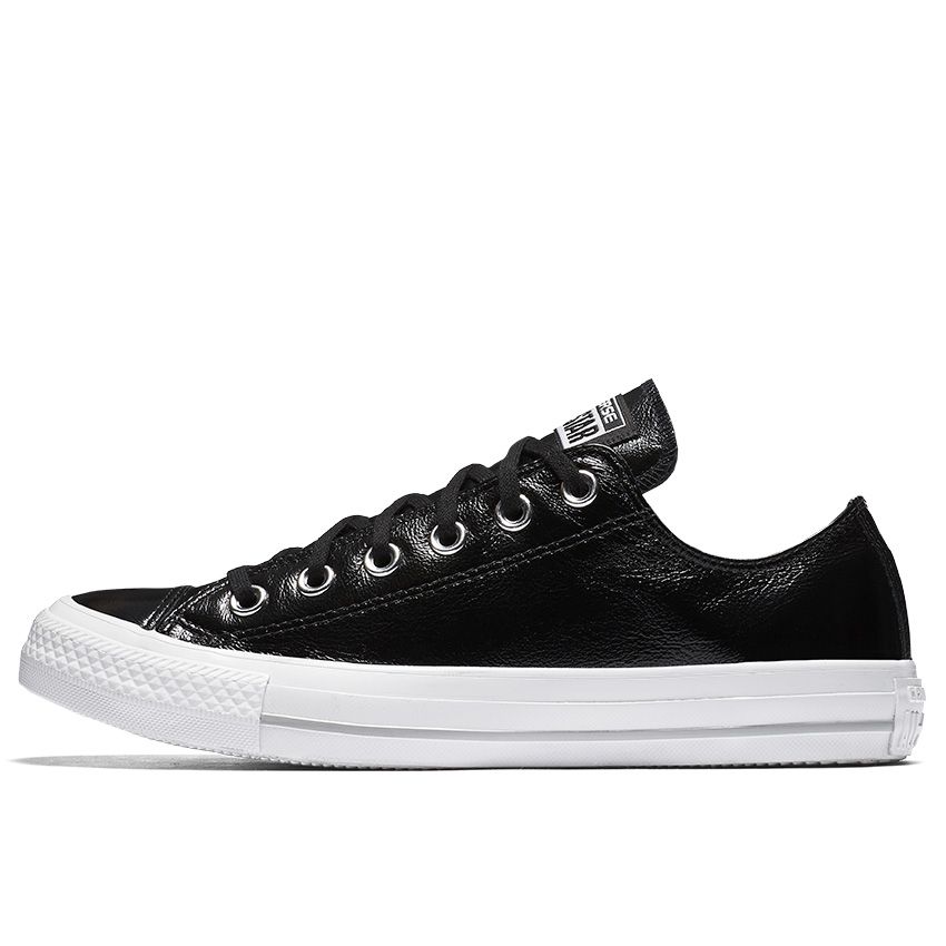 Chuck Taylor All Star Crinkled Patent Leather Low Top in Black/Black/White  - Converse Canada