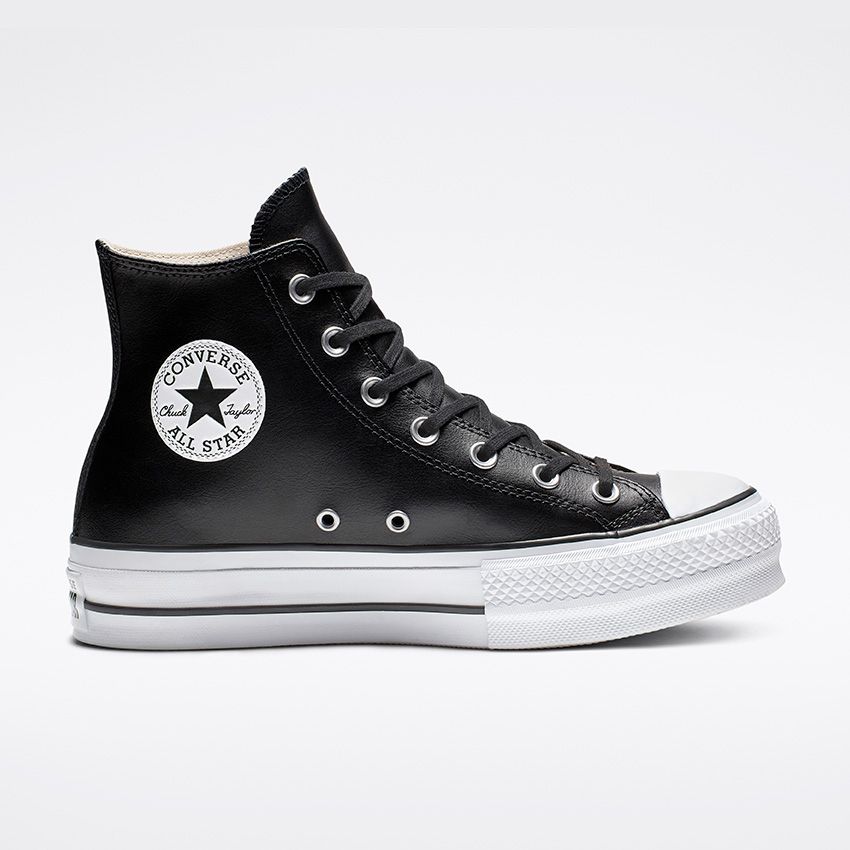 black leather converse high tops womens