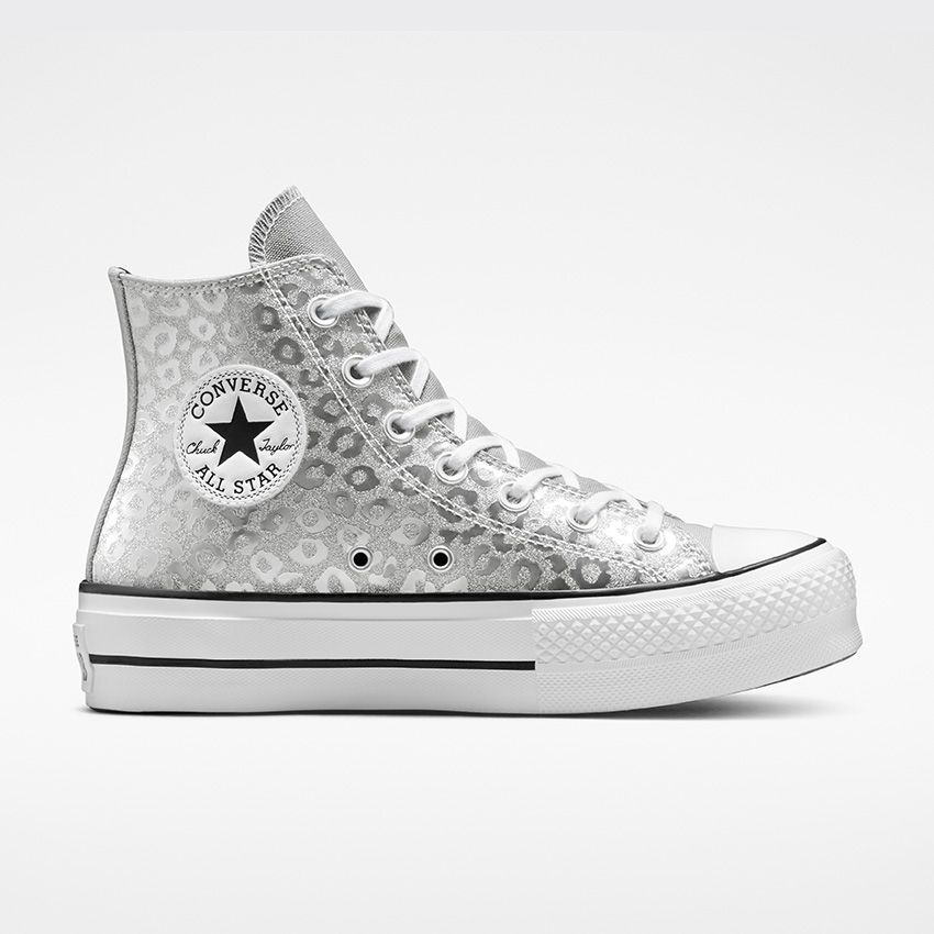 Authentic Glam Platform Chuck Taylor All Star High Top in Silver/Black/White  - Converse Canada