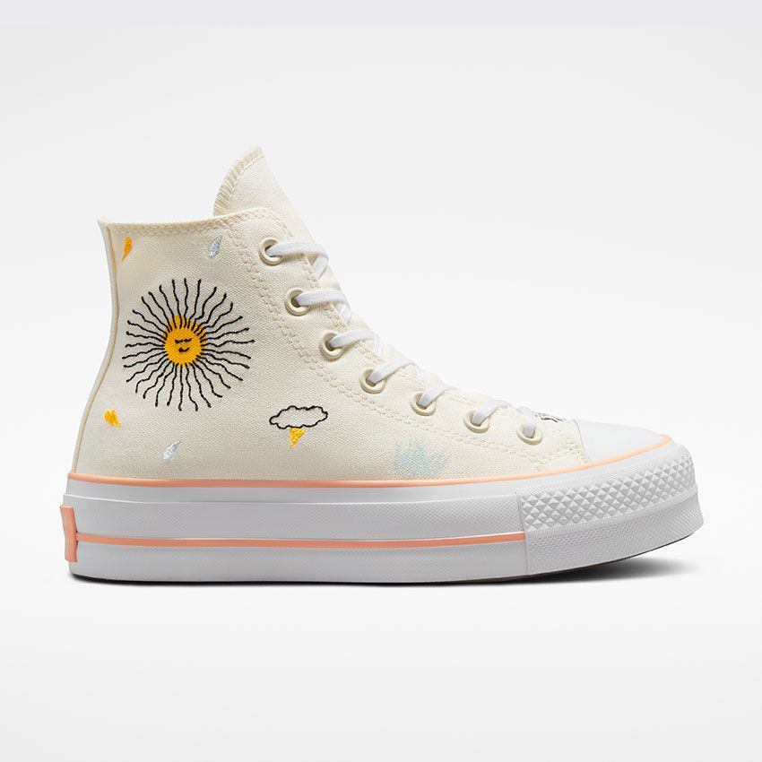 Taylor All Star Lift Platform Floral Embroidery in Egret/Cheeky - Converse Canada