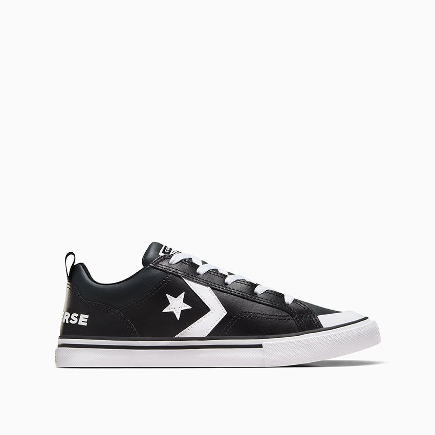 Black leather converse hot sale