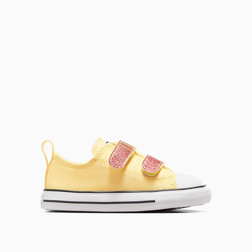 Converse Toddler Girls Chuck Taylor All Star Easy On Citrus Sneaker in Glitz Butter Glazed Donut White Size 7 Medium