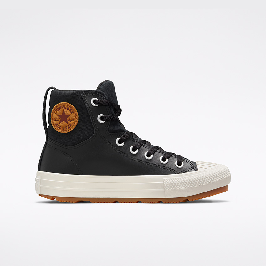 Converse Colour Leather Chuck Taylor All Star Berkshire Boot High Top Little Big Kids in Black Black Converse Canada