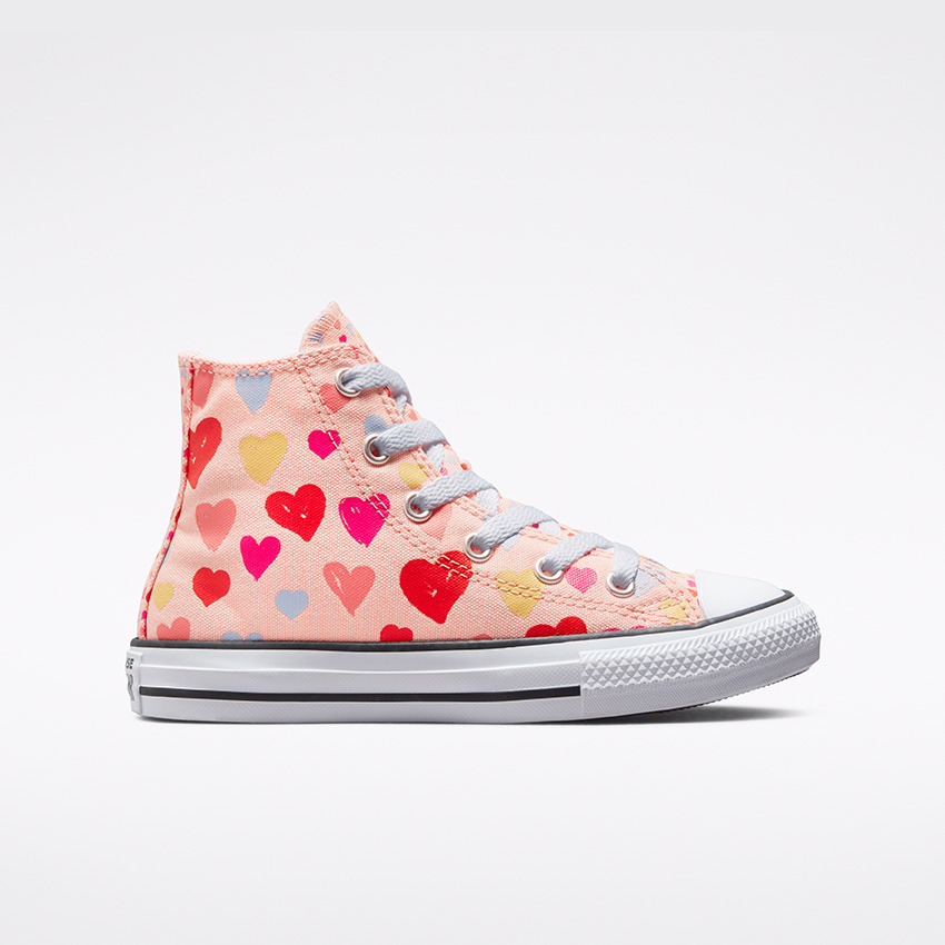 Always On Hearts Chuck Taylor All Star High Top Little Big Kids in Storm Pink Natural Ivory White Converse Canada
