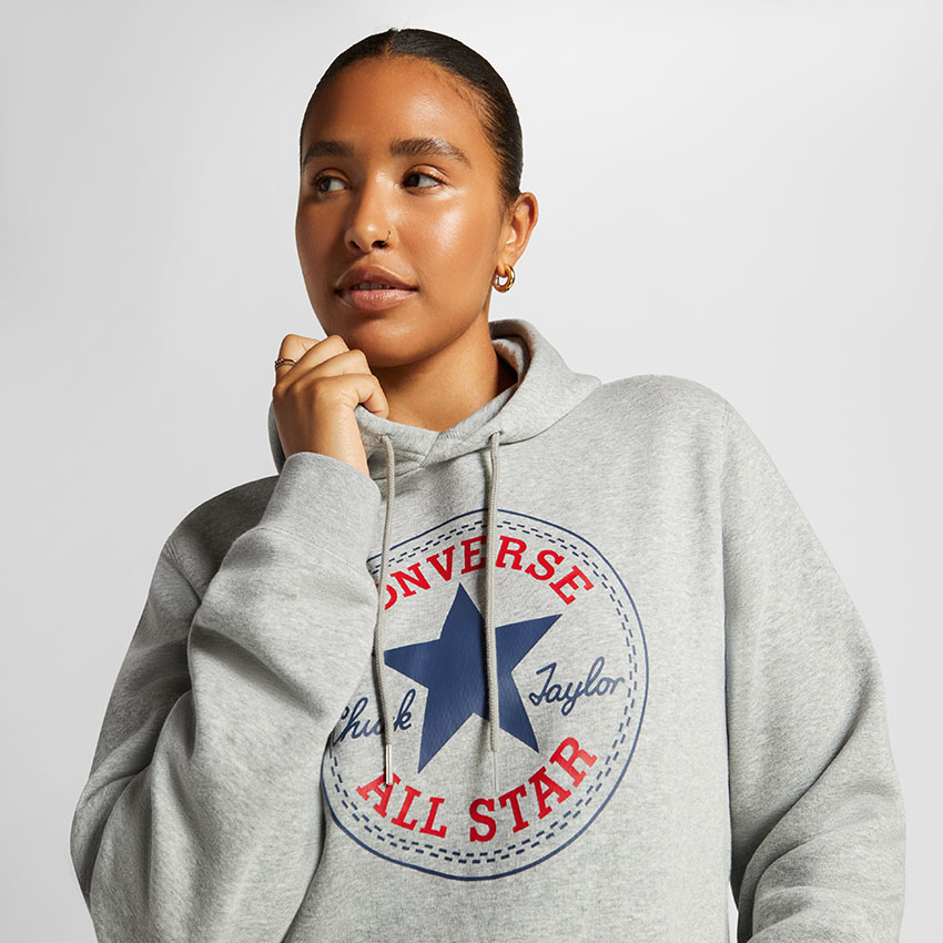 Grey converse hoodie womens on sale