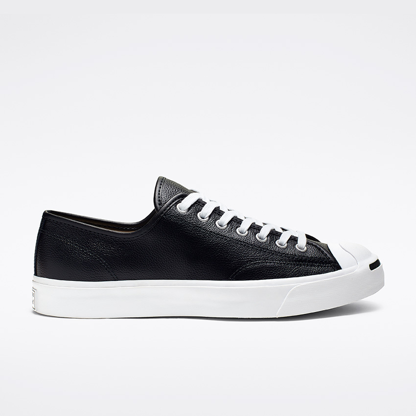 Jack Purcell Leather Low Top in Black White White Converse Canada