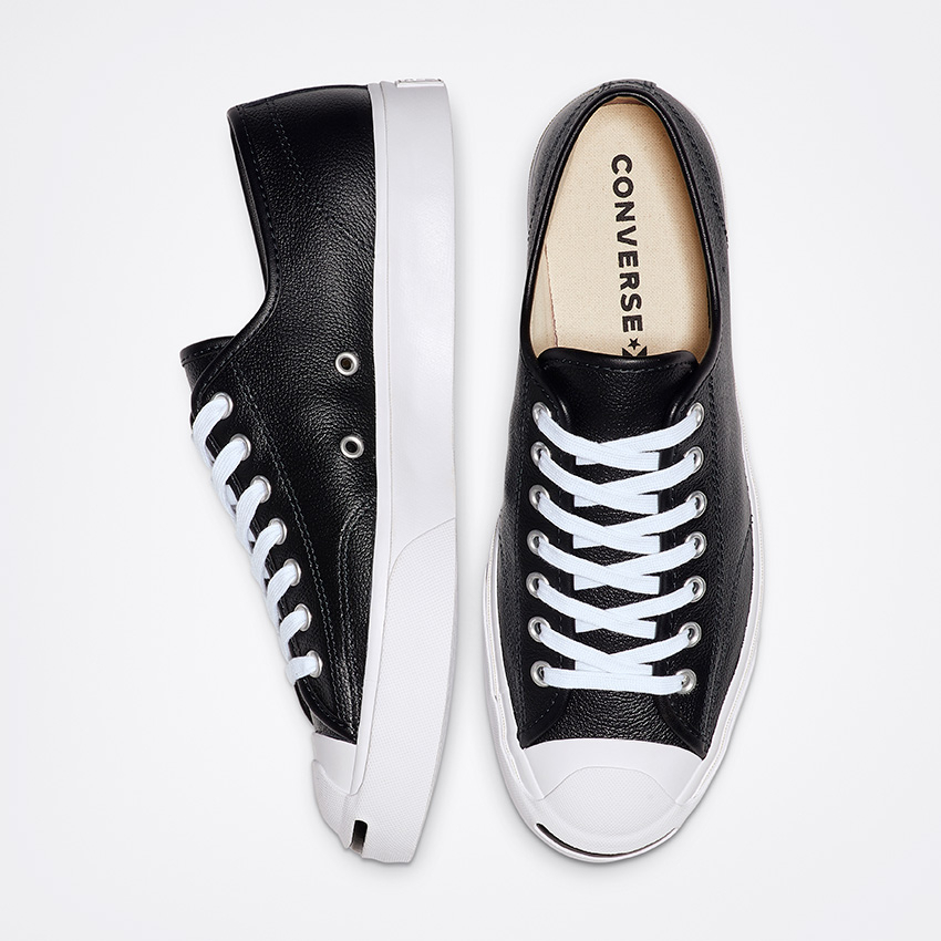 Jack Purcell Leather Low Top in Black/White/White - Converse Jack Purcell Leather Low Top in Black/White/White - Converse