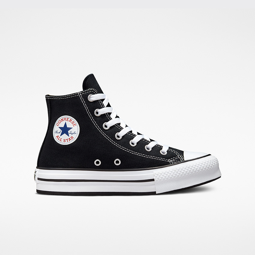 Chuck Taylor All Star Lift Platform Canvas High Top Big Kids in Black White Black Converse Canada