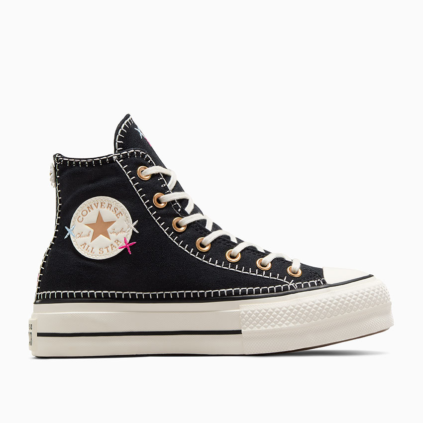 Chuck Taylor All Star Lift Platform Crafted Stitching in Black Egret Gold Converse Canada