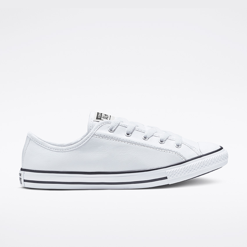 Chuck Taylor All Star Dainty Leather Low Top in White Black White Converse Canada