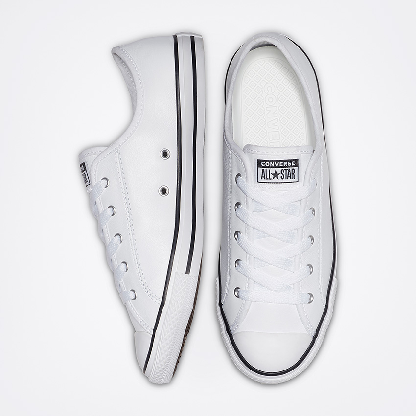 Chuck Taylor All Star Dainty Leather Low Top in White Black White Converse Canada