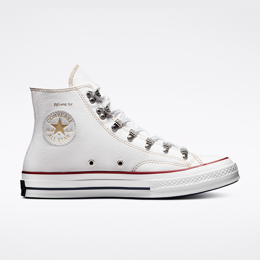 Converse x pgLang Chuck 70 High Top in White Irish Cream Navy Converse Canada