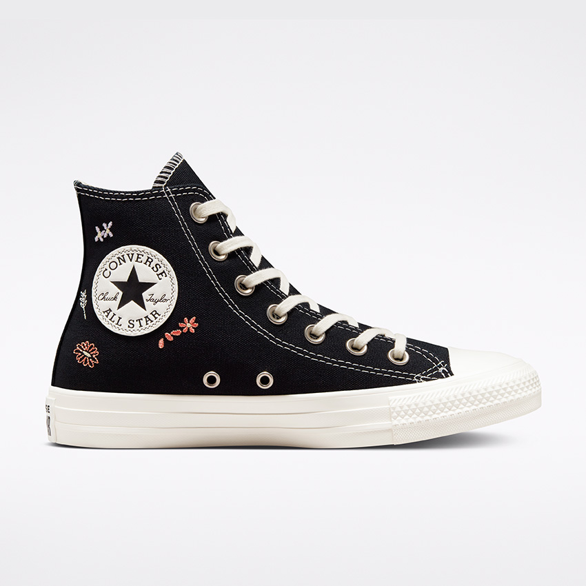 Black floral converse on sale