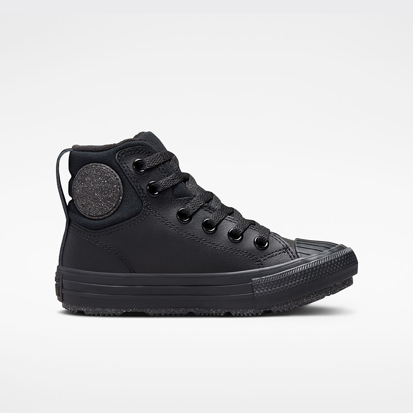 Chuck Taylor All Star Berkshire Boot Leather in Black Black Iron Grey Converse Canada