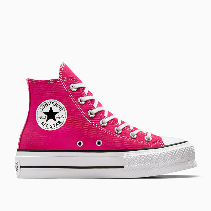 Pink platform converse high top hot sale