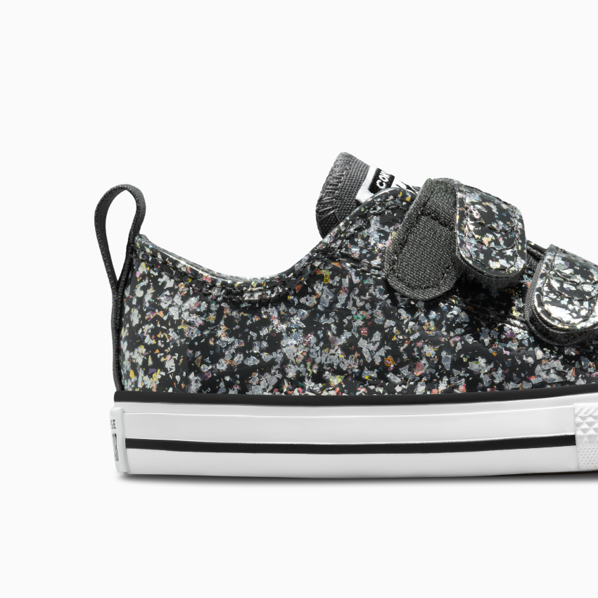 Gray glitter converse top