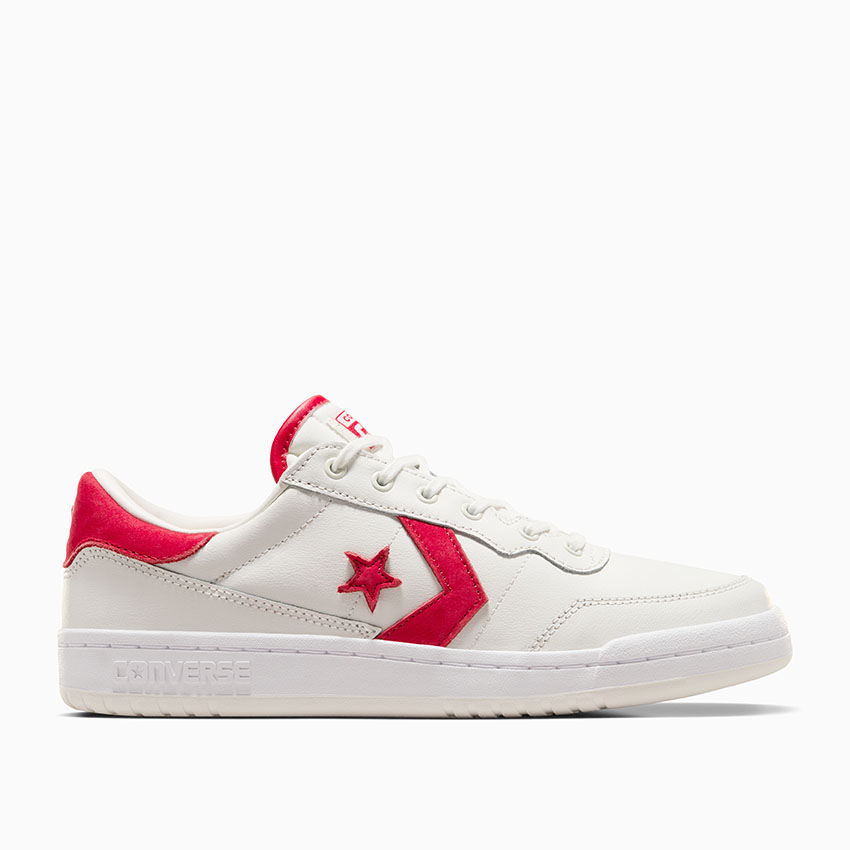 White and red leather converse cheap