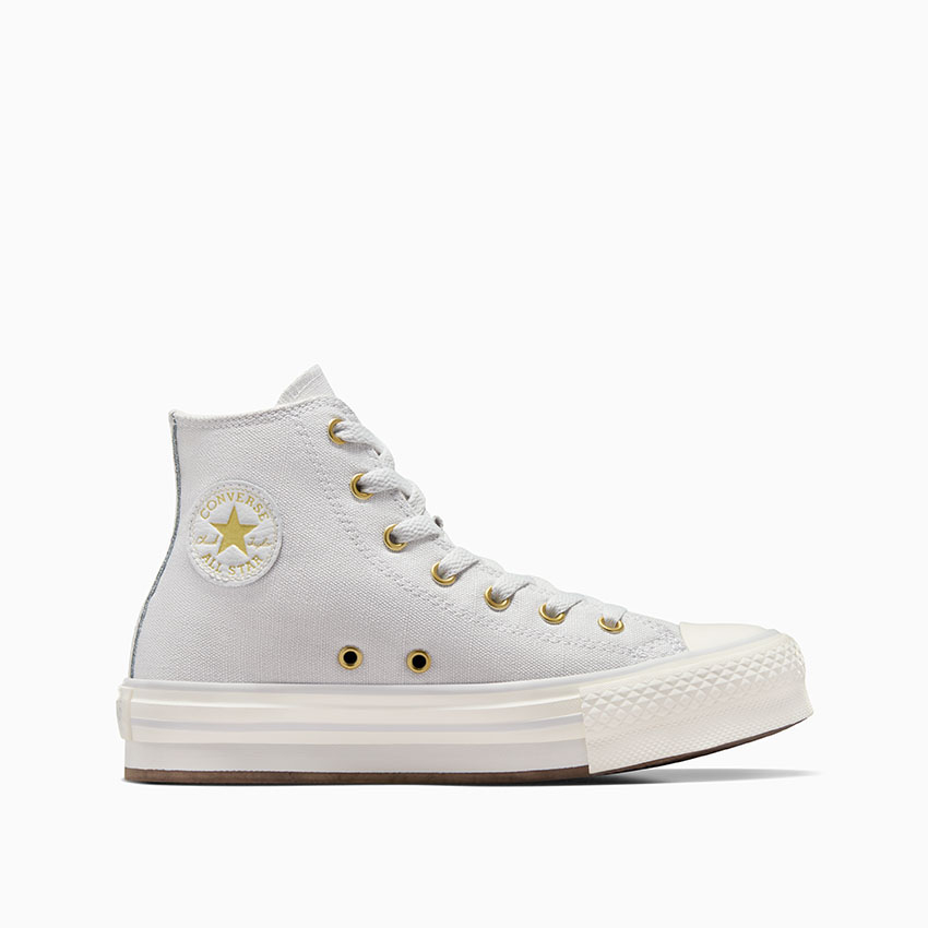 White converse with gold stars discount