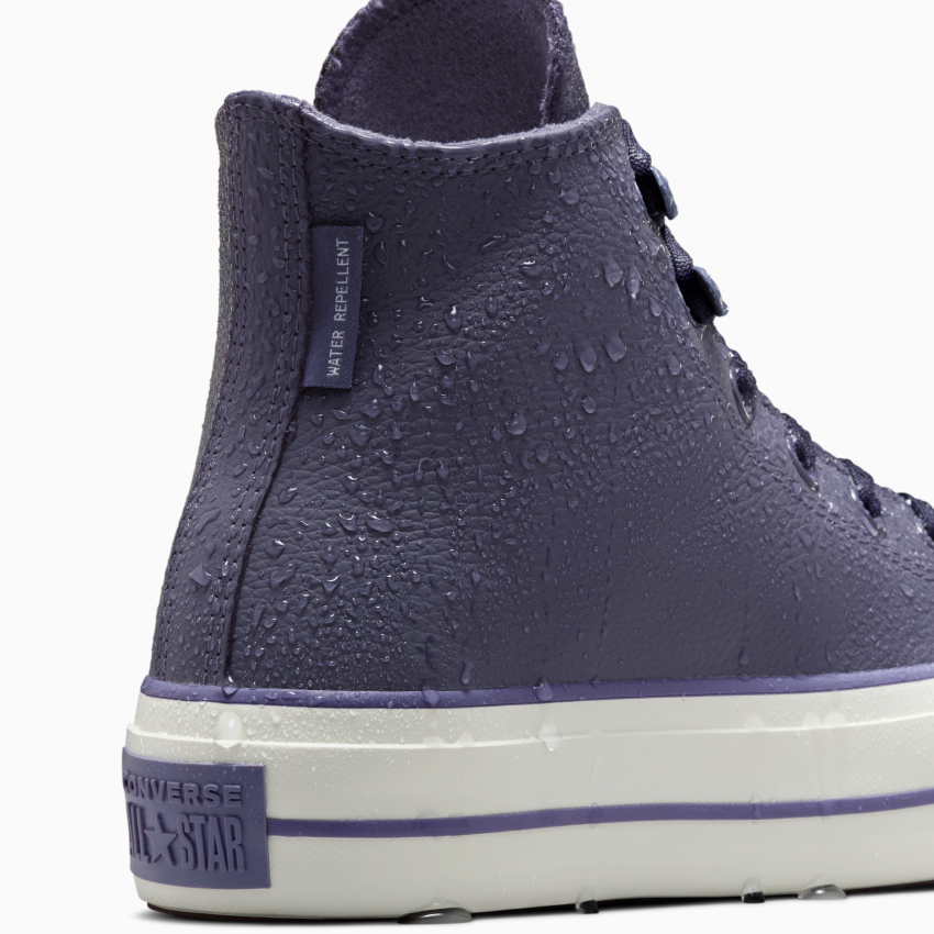 Purple leather converse high tops online