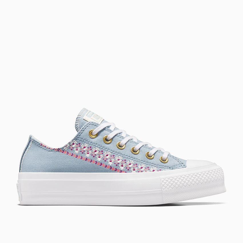 Official Converse Store Chuck Taylor All Star Lift Platform Free Spirit Florals in Out Of The Blue Quantum Violet White
