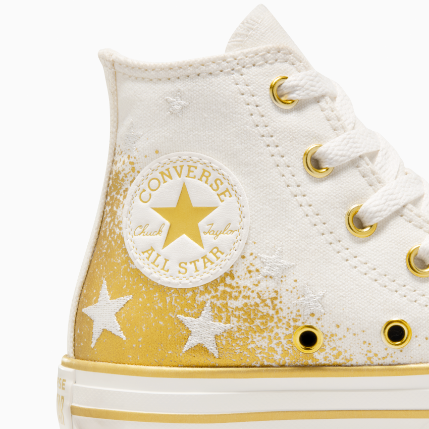Chuck Taylor All Star EVA Lift Platform Gold Stars in Vintage White Gold Vintage White