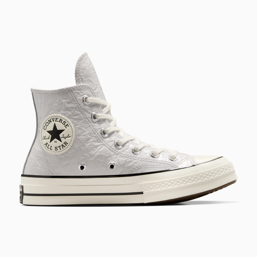 Grey leather converse high tops on sale