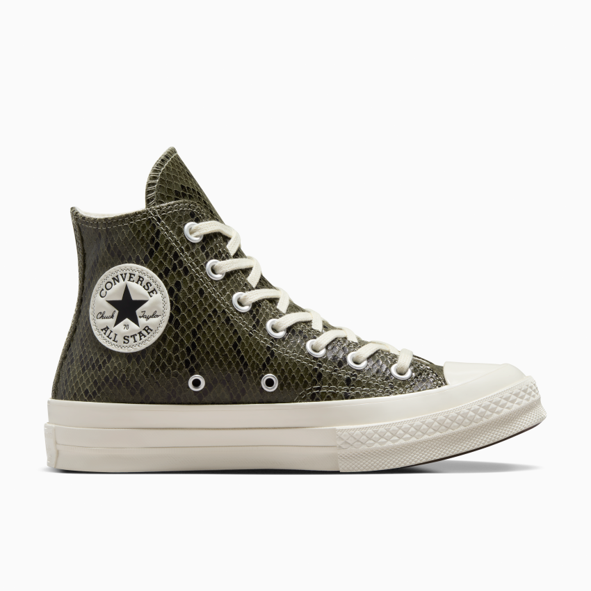 CONVERSE Women S Chuck 70 Hi Snake Print Sneakers Light Field Surplus Egret