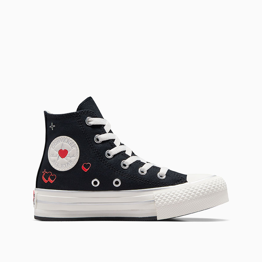 Chuck Taylor All Star EVA Lift Platform Y2K Heart in Black Vintage White Converse Canada
