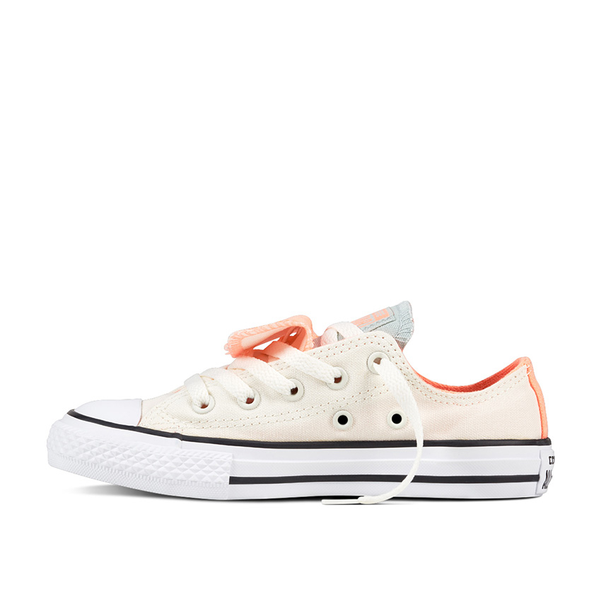 Chuck Taylor All Star Double Tongue Low Top Little Big Kids in Egret Crimson Pulse Dried Bamboo Converse Canada