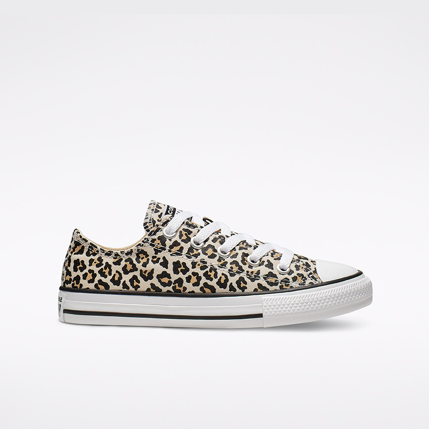 Archive Leopard Chuck Taylor All Star Low Top Little Big Kids in Black Driftwood Light Fawn Converse Canada
