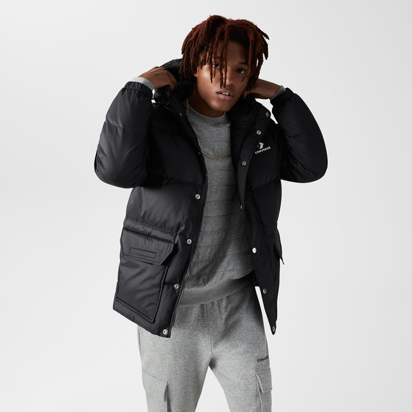 Men s Down Fill Puffer Jacket in Black Converse Canada