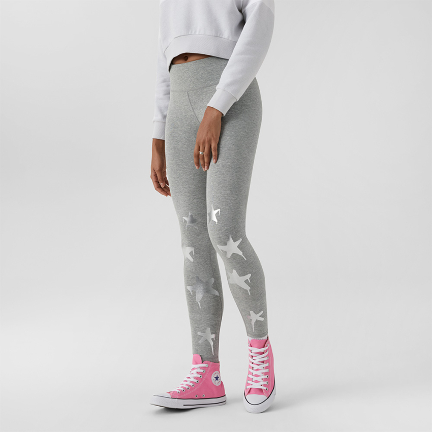 Women s Star Print Leggings in Vintage Grey Heather Converse Canada