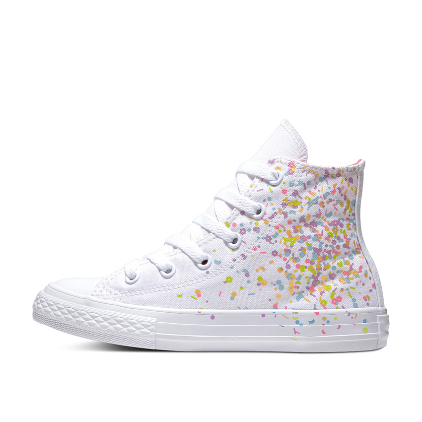 Chuck Taylor All Star Confetti High Top Little Big Kids in White Multi Neon Pink Converse Canada