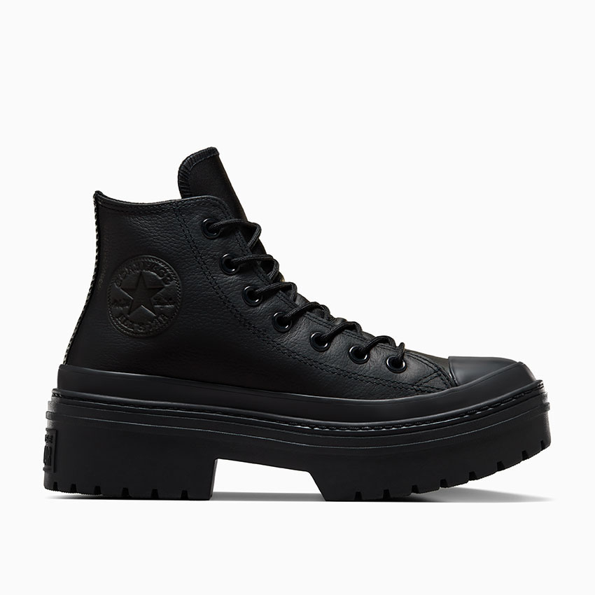 Black leather converse on sale