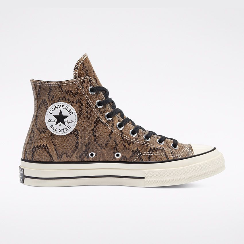 Converse white leather reptile top effect trainers