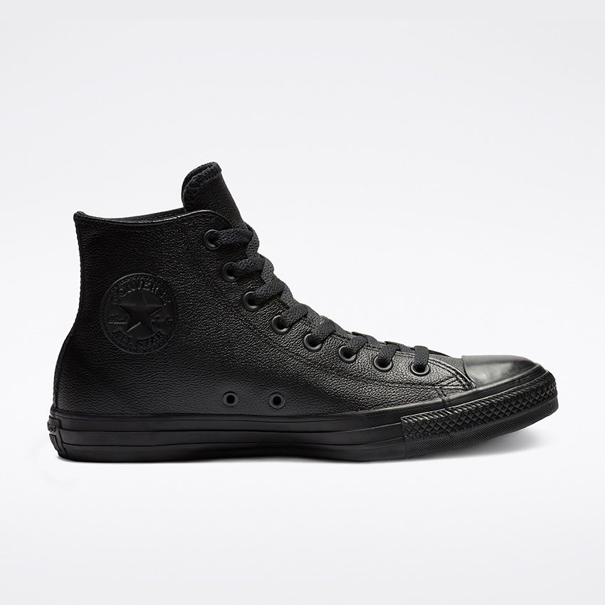 Chuck Taylor All Star Mono Leather High Top in Black Monochrome ...