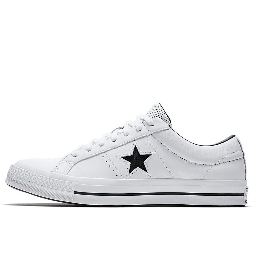One Star Perforated Leather Low Top in White - Converse Canada