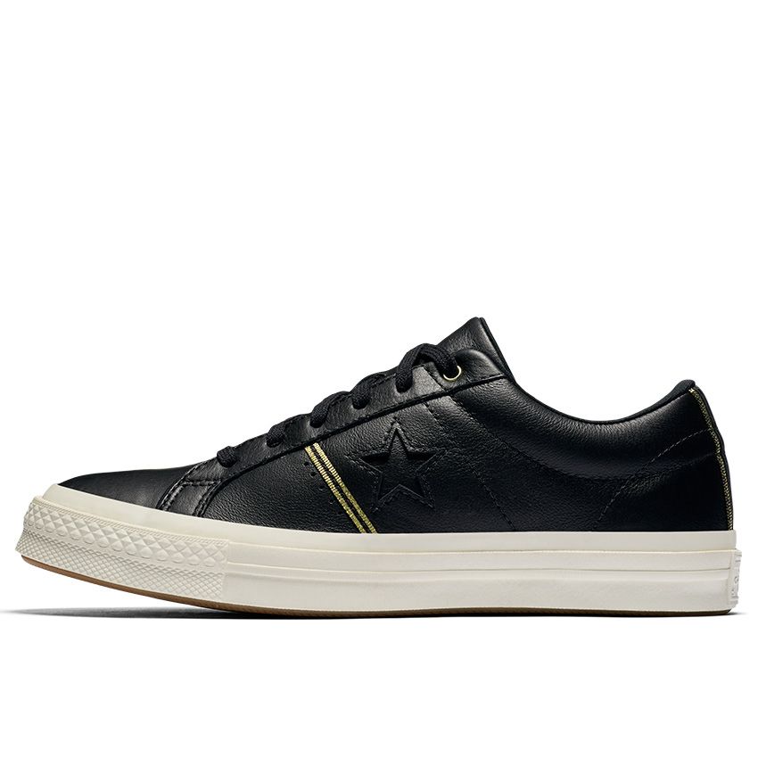 One Star Piping Low Top in Black Gold Egret Converse Canada