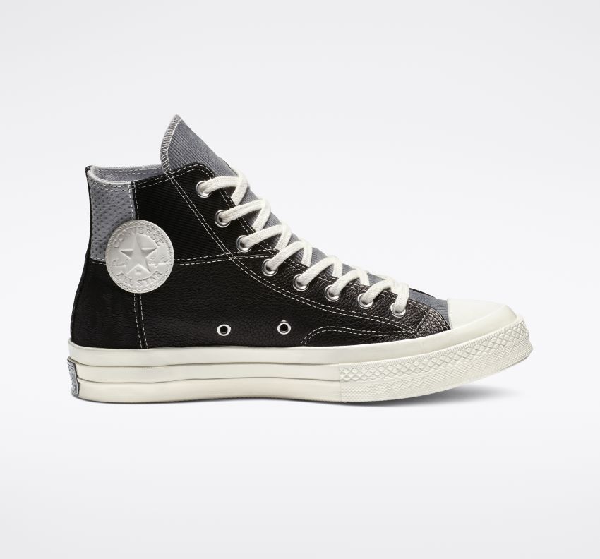 Chuck 70 Mixed Material High Top in Black/Cool Grey/Egret