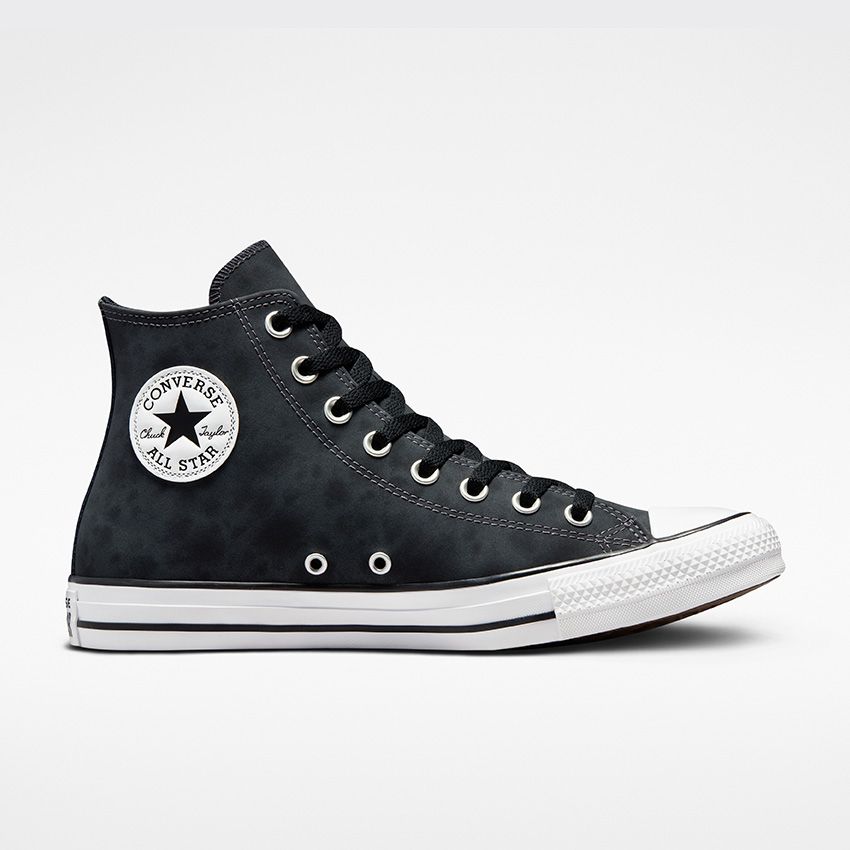 Chuck Taylor All Star Distressed Leather High Top in Dark Smoke Grey ...