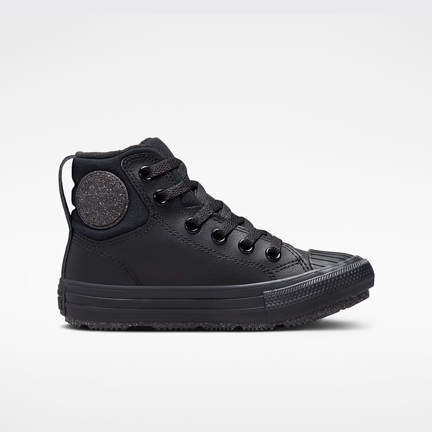 Chuck Taylor All Star Berkshire Boot Leather in Black Black Iron Grey Converse Canada