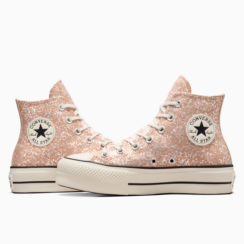 Black glitter platform converse top